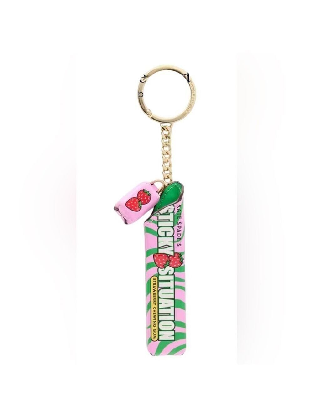 Kate Spade “Sticky Situation” Strawberry Chewing Gum Keychain / Bag Charm NWT